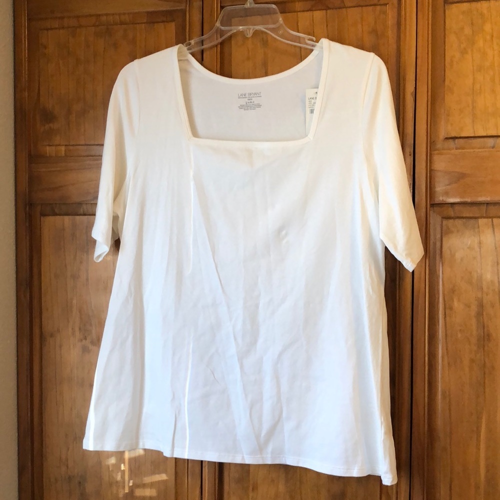 NWT Lane Bryant Square Neck Basic White Tee 18/20